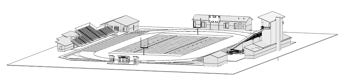 Elevation drawing of the new stadium at Blue Valley West